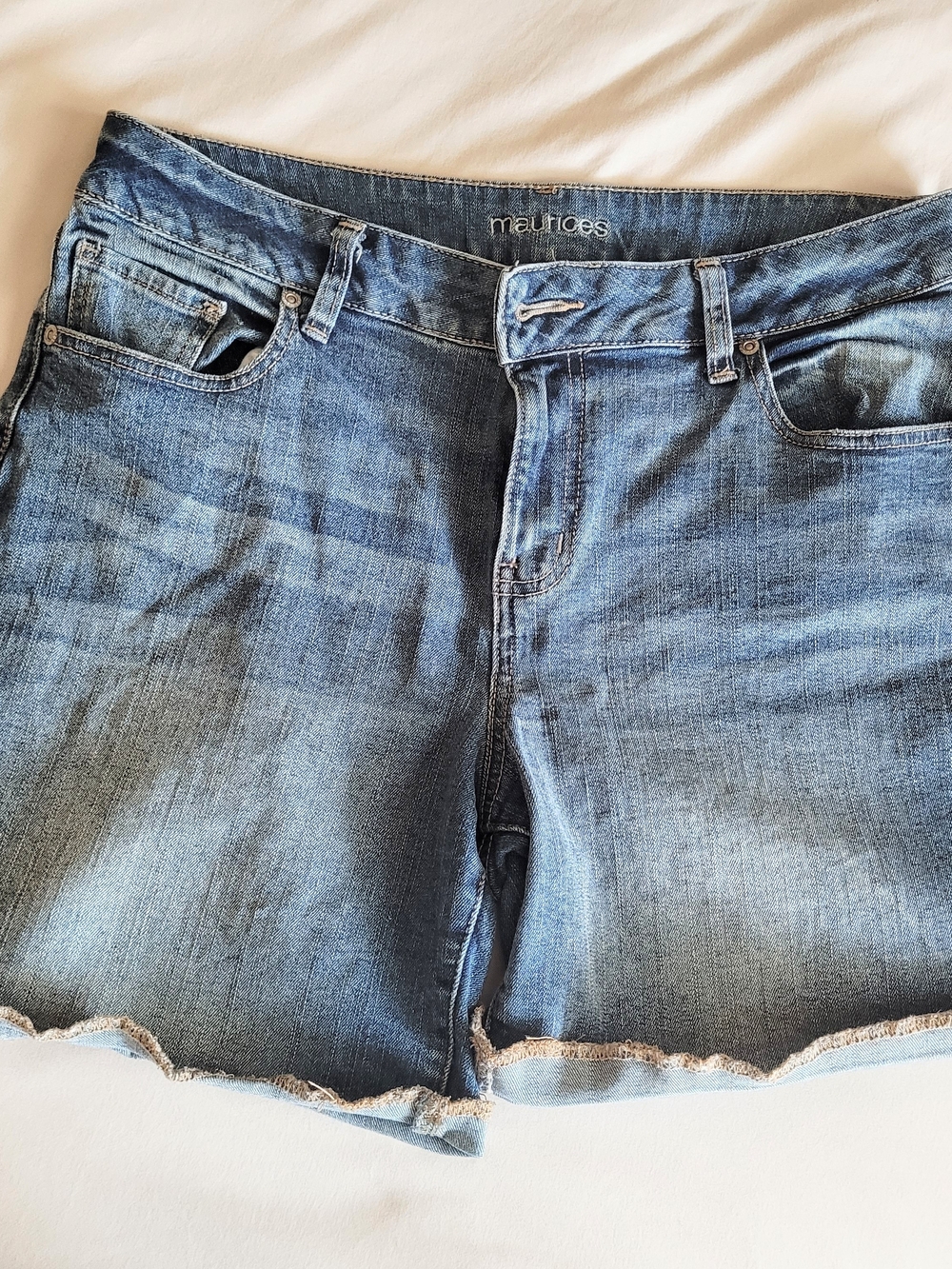Maurices Light Wash Denim Shorts- Blue